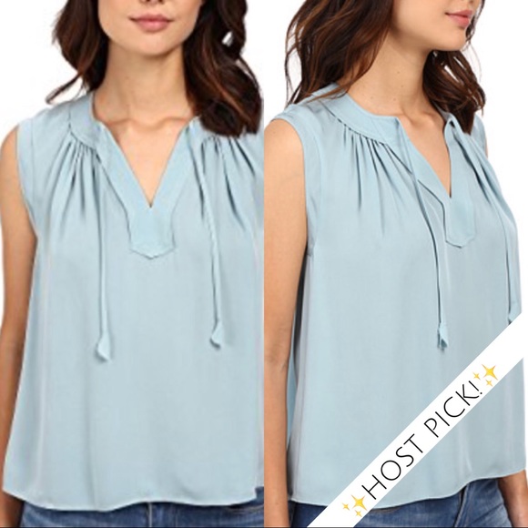 Rebecca Taylor Tops - ✨HP!✨ NWT Rebecca Taylor Blue Silk Tie Front Top